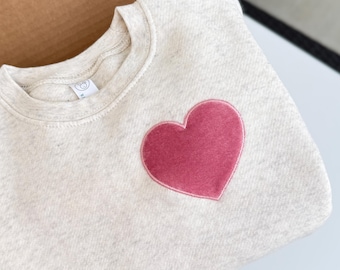 Personalized Toddler Sweatshirt, Custom Embroidered Kids Sweater, Baby Gift Idea, Kids Sweater New Mom Gift, Girls Sweater with Velvet Heart