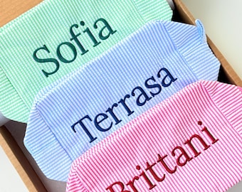 Personalized Embroidered Makeup Bag with Name, Custom Travel Makeup Bag, Bridesmaid Gift, Wedding Party Favors, Cosmetic Toiletry Bag