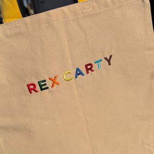Embroidered Kids Name Tote Bag, Personalized Canvas Daycare Bag, Custom Name Kids Tote Bag image 9
