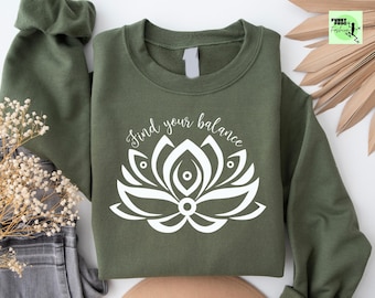 Yin Yang Lotus Sweatshirt, Find Your Balance Yoga Shirt