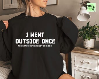 I Went Outside Once Gamer Hoodie, Funny Pixel Art Sweatshirt
