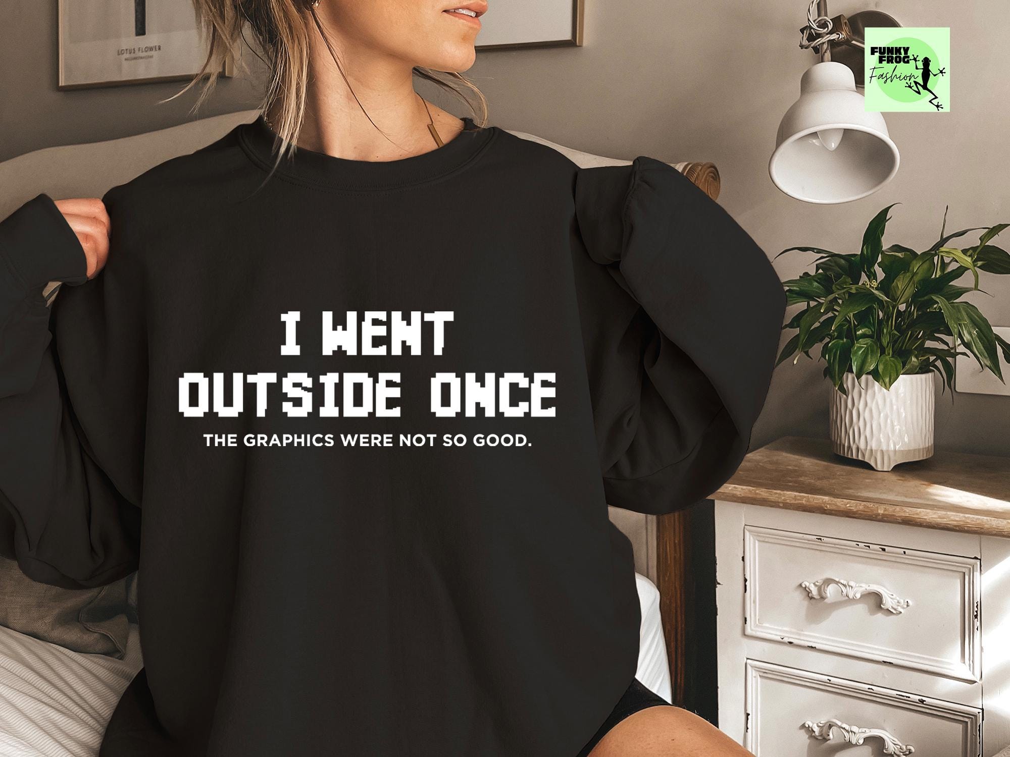 Gamerhoodie, ik ging een keer naar buiten, videogamesweaters voor mannen, gamershirts, grappige gamer-trui, shirt pixelnerd, uniseks gamecadeau