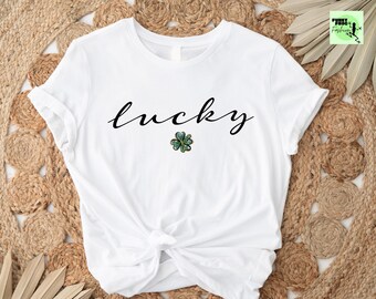 LUCKY Shirt St Patricks Day Shirt Women Saint Patricks Day Shirts Cute St Paddys Day Shirt St Patrick Day Shirt four leaf clover shirt green