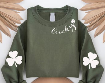 Lucky Sweatshirt, St Patty's Glitter Sweatshirt, Women's Lucky Crewneck Sweatshirt, Women's St Patrick's Day Sweatshirt, Lucky Shirt