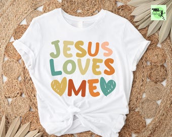Jesus Loves Me Kids Shirt, Jesus Easter Kids Shirts, Christian Baby Shirts, Floral Church Youth Shirt, Christian Graphic Tee