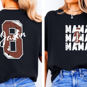 Football Mom Shirt With Kids Name & Jersey Number, Cute Football Season Mama Shirt, Gift For Football Lover Mom Shirt, Mothers Day Gift Mom