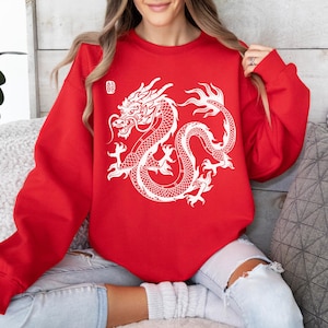 Chinese New Year 2024 Dragon Sweatshirt, Year of the Dragon 2024 Shirt, Lunar New Year Clothing, Chinese New Year Tee, Floral Dragon Chinese