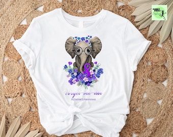 Alzheimer's Awareness T-Shirt, Elephant Flower Graphic Tee