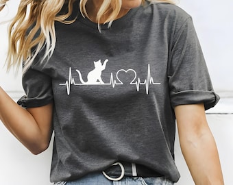 Cat Heartbeat T-Shirt, Cat Mom Gift