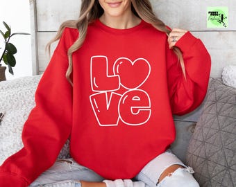 Love Heart Graphic Sweatshirt, Valentines Day Gift