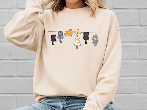 Cat Lover Sweatshirt, Cute Cat Sweatshirt, Black Cat Shirt, Cat Peeking Sweatshirt, Womens Funny Sweater, Gift for Cats Lover, Cat Mom
