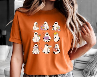 Ghost Book Reader Shirt, Spooky Season Tee, Book Lover Gift