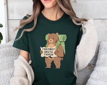 Foxtrot Delta Tango Shirt, Hiking Bear Graphic Tee