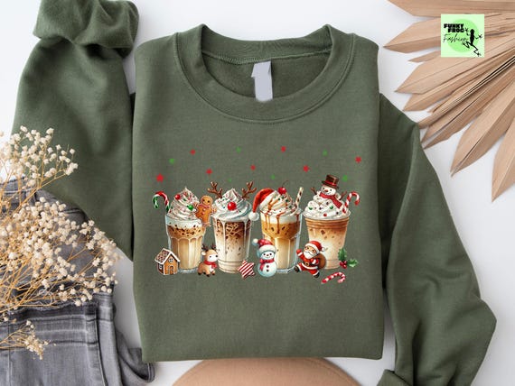 Christmas Coffee Sweatshirt, Hot Cocoa Holiday Sweater