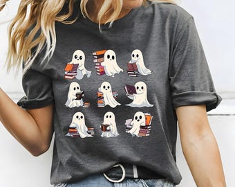 Ghost Book Reader Shirt, Halloween Reading Tee, Book Lover Gift