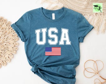 USA Flag Comfort Colors T-Shirt, 4th of July Tee