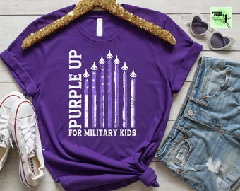 Purple Up Military Kids Shirt, Awareness Rainbow Tee