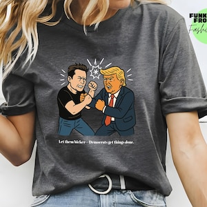 Lustiges Elon Musk gegen Donald Trump Cartoon Shirt, Elon gegen Trump 2025, Trump gegen Musk Shirt, Anti Trump Shirt, Trump Vs Elon Shirt