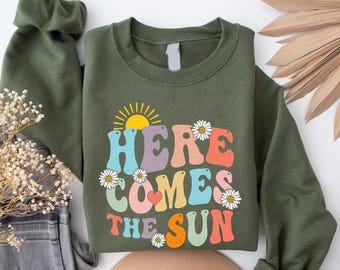 Here Comes The Sun Sweatshirt, Beach Oversized Hoodie