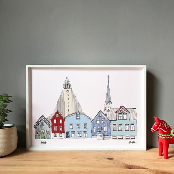 Reykjavik Print A4 - Reykjavik Cityscape - Scandinavian Print - Scandi Home Decor - Iceland Print