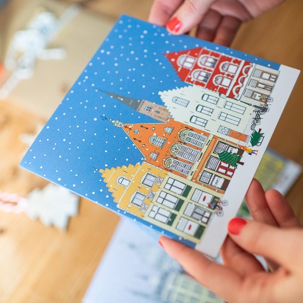 5 x Bruges Christmas Cards - Set of 5 Cards - Bruges Skyline