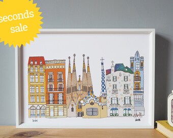 SECONDS SALE - Barcelona Print A3 - Barcelona Skyline
