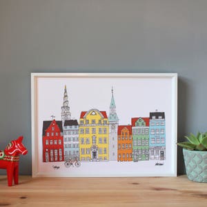 Copenhagen Cityscape Print A4 - Copenhagen Skyline Gift