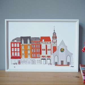 Lille Print A4 Lille Cityscape Lille Wedding Lille Illustration image 1