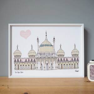 Brighton Pavilion A4 personalisierter Druck - Brighton Hochzeitsgeschenk - Royal Pavilion Brighton - Brighton Pavilion Verlobungsgeschenk