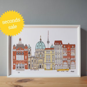 SECONDS SALE - Berlin A4 Print - Berlin Cityscape Illustration - Berlin Skyline - Berlin Art - Berlin Gift