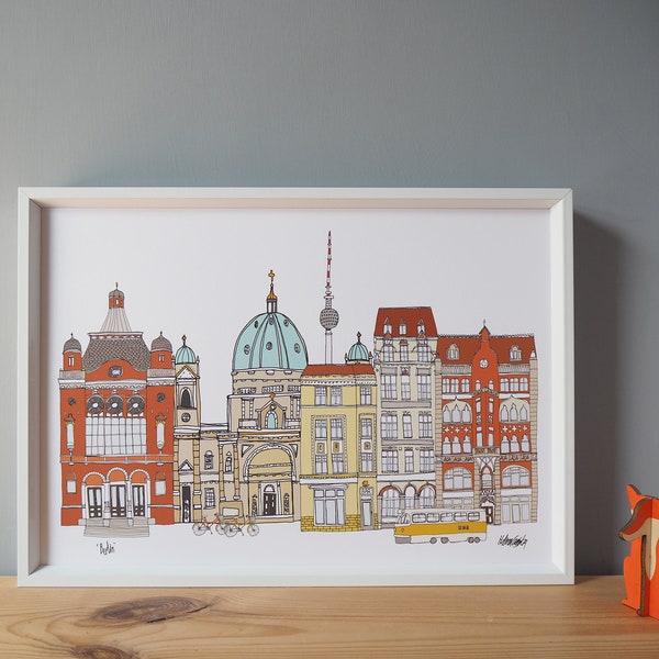 Berlin Skyline Print A4 - Berlin Cityscape - Berlin Art - Berlin Wedding Gift - Berlin Landmarks Print - Engagement Gift - New Home