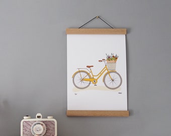 Yellow Bicycle Print - A4 Print - Cycling Illustration