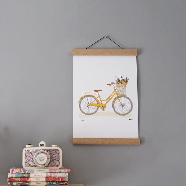 Yellow Bicycle Print - A4 Print - Cycling Illustration