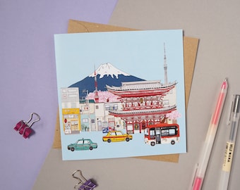 Tokyo Skyline Greetings Card