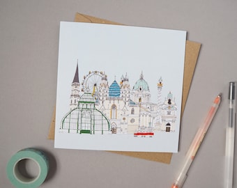 Vienna Greetings Card - Vienna Print - Anniversary Card - Engagement Card - Vienna Landmarks