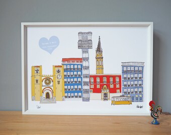 Lisbon Personalised Print A4 - Lisbon Engagement Gift - Anniversary Gift