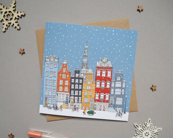 5 x Tarjetas de Navidad de Ámsterdam - Conjunto de 5 tarjetas - Horizonte de Ámsterdam - Tarjeta navideña de Ámsterdam