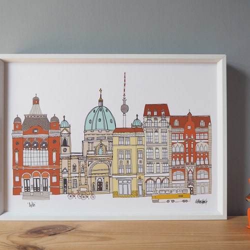 Berlin Skyline Print A4 Berlin Cityscape Berlin Art - Etsy
