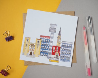 Lisbon Greetings Card - Lisbon Print - Eco Card -  Lisbon Cityscape - Lisbon Skyline - Lisbon Engagement Card