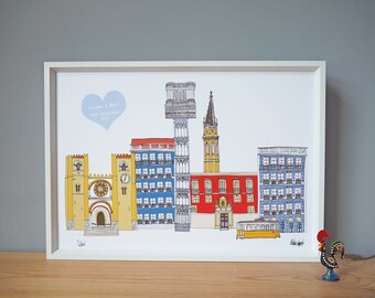 Lisbon Personalised A3 Print - Lisbon Engagement Gift - Anniversary Gift