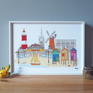Norfolk A3 Print - Norfolk Gift - Norfolk Landmarks Print