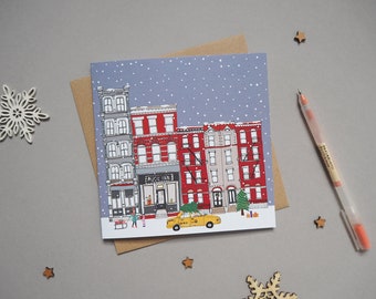 5 x New York Christmas Cards - Set of 5 - New York Holiday Card - New York Skyline