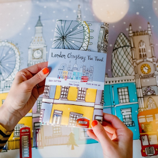 London Skyline Christmas Tea Towel - London Gift