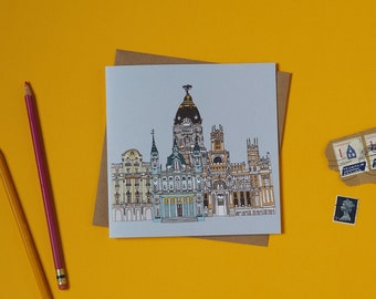 Madrid Skyline Greetings Card