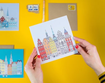 Stockholm Print Greetings Card - Scandinavian Design - Scandi Print - Stockholm Print - Stockholm Landmarks