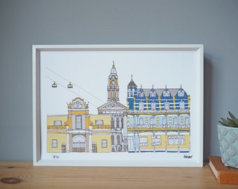 Kapstadt A3 Print - Hochzeits Geschenk - Geschenk zur Verlobung - Kapstadt Skyline - Kapstadt Stadtbild