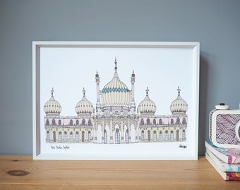 Royal Pavilion Brighton Print A4  - Brighton Landmarks - Brighton Art - Brighton Wedding