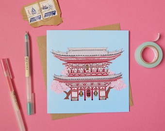 Tarjeta de felicitación de Tokio: Templo Sensō-ji - Tarjeta de Japón