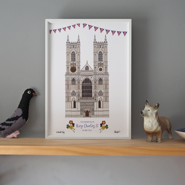 Westminster Abbey A3 Print - London King Charles Coronation Gift