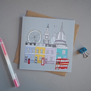 Carte de voeux Londres - Paysage urbain de Londres - Cadeau Londres - Monuments de Londres
